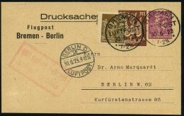 BREMEN/ LUFTPOST/ ** 1923 (30.6.) 1L-Segment Auf LPP 25 Pf. Taube + 20 Mk. Bergarbeiter: Flugpost Bremen - Hamburg... - Other & Unclassified