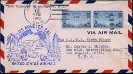 U.S.A. 1940 (12.7.) Erstflug (PAA) FAM 19: Los Angeles - Auckland N.Z. (AS) 25 C. Transpacific-Flugboot, Paar ... - Other & Unclassified