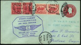 U.S.A. 1928 (6.2.) Erstflug-Bf. (CAM 21): Austin - Ft. Worth (rs. AS) Viol. Flp.-HdN: FIRST FLIGHT../..DALLAS-SAN... - Other & Unclassified