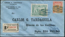 URUGUAY 1925 (24.9.) Erstflug: Montevideo - Rincon , 45 C. Flp.-Sondermarke! (Mi.313 U.a.) Blauer Zier-SSt:... - Other & Unclassified