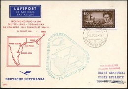 BERLIN NW 7/ A/ LUFTPOSTSTELLE 1956 (6.8.) 2K Auf EF 60 Pf. Rosa Luxemburg , DDR-Zuleitung DLH-Erstflug Ostberlin-... - Other & Unclassified