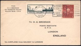 IRLAND /  U.S.A. 1929 (15.8.) 2 C. Edison, EF Auf Sonderflug-SU: VIA AIRPLANE FROM GALWAY TO LONDON +  Grüne... - Other & Unclassified