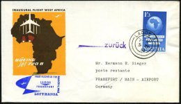 NIGERIA 1962 (5.3.) Erstflug (DLH): Lagos - Frankfurt/Main (rs.AS) EF 1/3 Sh. + Viol. DLH-HdN Auf DLH-SU (Ha.495) - Other & Unclassified