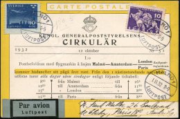 SCHWEDEN 1932 (1.11.) Erstflug Malmö - Paris (rs. 1K: PARIS/GARE DU NORD AVION) Sonderkt. Kgl.... - Other & Unclassified