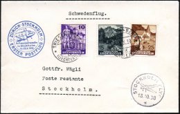 LIECHTENSTEIN 1938 (8.10.) Mitläufer-Erstflug-Bf.: Zürich - Stockholm (Flp.-AS Vs.) 1K: TRIESENBERG + Bl.... - Other & Unclassified
