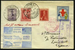 GRIECHENLAND 1932 (19.4.) 2K-Gitter: ATHINAI/..AEROPORTIKOS + Roter Flp.-SSt. + Blauer HdN: Erstflug Athen -... - Other & Unclassified