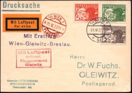 ÖSTERREICH 1927 (21.4.) Viol. 2L: Mit Erstflug/Wien - Gleiwitz - Breslau ,Flp.-Frank. 2, 5 U.8 Gr.... - Other & Unclassified