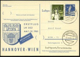 (20a) HANNOVER FLUGHAFEN 1961 (1.4.) HWSt Auf Flp.-P 15 Pf. Berlin, Luftbrücke (Mi.P 41 B, + 40.-EUR) +... - Other & Unclassified