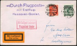 HANNOVER/ M1m 1927 (16.6.) 1K-Steg + Viol. 2L: Durch Flugpost/m. Erstflug:/Hannover - Goslar , Roter Ra.2:... - Other & Unclassified