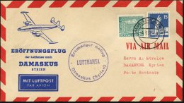 HAMBURG-FLUGHAFEN/ E 1957 (4.1.) 2K + Viol. 1K-HdN: Erstmaliger Anflug/ LUFTHANSA/ Damaskus (Syrien) Auf Entspr.... - Other & Unclassified