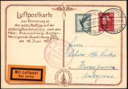 BRAUNSCHWEIG/ FLUGHAFEN 1927 (16.6.) 1K-Steg Auf Erstflug-Sonder-Kt.: 1.Postflug Braunschweig - Goslar -... - Other & Unclassified