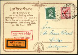 BRAUNSCHWEIG/ FLUGHAFEN 1927 (16.6.) 1K-Steg (Mi.A 7-03 A) Erstflug-Sonder-Kt.: Braunschweig - Goslar ,roter Ra.2:... - Other & Unclassified