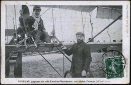 FRANKREICH 1910 (18.5.) S/w.-Foto-Ak.: PAULHAN, Gagnant Du Raid Londres - Manchester, Sur Biplan Farman 1910 ,... - Other & Unclassified