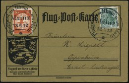 Mainz/ Flugpost Am Rhein U.Main 1912 (13.6.) Seltener SSt A. EF 5 Pf. Germania + 1x A. 10 Pf. Flugpost "Rhein-Main"... - Other & Unclassified