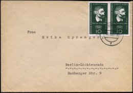 D.D.R. 1956 (15.11.) 10 Pf. Ernst Abbe , Reine MeF: Paar = 110 Jahre Zeiss-Werke , Bedarfs-Inl.-Bf. (oben Etw.... - Other & Unclassified
