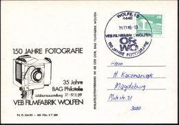 4440 WOLFEN 3/ VEB FILMFABRIK WOLFEN/ ORWO/ 150 JAHRE FOTOGRAFIE 1989 (19.11.) SSt Auf Jubil.-Sonder-Kt.: 150 JAHRE... - Other & Unclassified