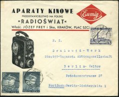 POLEN 1938 (22.4.) Reklame-Bf.: APARATY KINOWE "Eumig" ..KRAKOW Mit Eumig-Amateur-Filmkamera , Dekorativer, Klar... - Sonstige & Ohne Zuordnung
