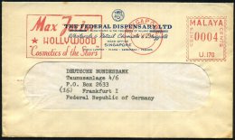 MALAYA 1954 (4.6.) AFS.: SINGAPORE/U.170/Max Jactor/HOLLYWOOD/"Cosmetics Of The Stars" , Klar Gest. Firmen-Bf.. - Other & Unclassified