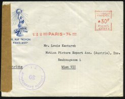 FRANKREICH 1952 (12.12.) AFS: PARIS - 74/CW 012 = Columbia Film-Ges. (ohne Werneklischee) Reklame-Bf.: COLUMBIA... - Other & Unclassified
