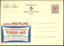 BELGIEN 1959 2 F. Reklame-P Löwe, Weinrot: CINEMA MEMLIC/BRUGGE/TODD-AO/HET VOLMAAKTE BEELD!/DE VOLLE... - Other & Unclassified