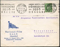DÜSSELDORF/ O1o/ GR.AUSSTELLUNG/ ..GESOLEI 1926 (17.7.) BdMWSt Auf Firmen-Bf.: National-Film GmbH (Wimpel)... - Other & Unclassified