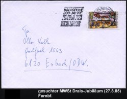 7500 KARLSRUHE 2/ My/ 200 JAHRE/ DRAIS/ Erfinder Des Fahrrads/ Geb.29.April 1785 1985 Seltener MWSt Klar Auf... - Other & Unclassified