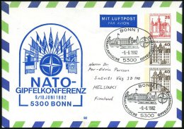 5300 BONN 1/ NORDATLANT.GIPFELKONFERENZ 1982 (9.6.) SSt = NATO-Logo (Bundeshaus) Auf PU 25 + 40 + 40 Pf.:... - Other & Unclassified