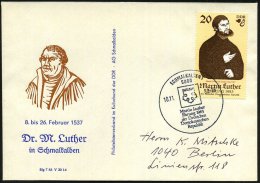 6080 SCHMALKALDEN 1/ Martin Luther/ Ehrung.. 1983 (10.11.) SSt Auf EF 20 Pf. Martin Luther , Klar Gest. Jubil.-SU:... - Other & Unclassified