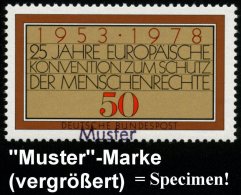 B.R.D. 1978 (Aug.) 50 Pf. "25 Jahre Europ. Konvention Menschenrechte" Mit Amtl. Handstempel  "M U S T E R" ,... - Other & Unclassified