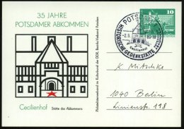 15 POTSDAM1/ Cecilienhof/ POTSDAMER/ ABKOMMEN 1980 (2.8.) SSt Auf PP 10 Pf. Neptunbrunnen, Grün: 35 Jahre... - Other & Unclassified