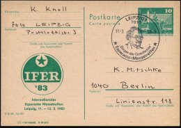 7010 LEIPZIG 1/ "Sieger Der Geschichte"/ Esperanto-Messetreffen 1983 (11.3.) SSt (Kopfbild Dimitroff ?) Auf Amtl. P... - Other & Unclassified
