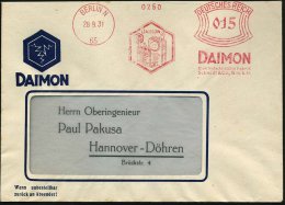 BERLIN N/ 65/ DAIMON/ Elektrotechn.Fabrik/ Schmidt & Co.. 1931 (28.9.) Dekorat. AFS = Trockenbatterie,... - Other & Unclassified
