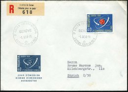 SCHWEIZ 1958 (10.9.) SSt: GENEVE/2e. SALON INT./L´ATOME POUR LA PAIX 2x Auf  EF 40 C. "2. UNO-Atom-Konferenz"... - Other & Unclassified