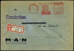 MAINZ-GUSTAVSBURG/ M-A-N/ GASBEHÄLTER 1940 (1.7.) Seltener AFS-Typ 054 Pf. = Gasometer + RZ:... - Other & Unclassified