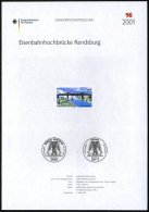 B.R.D. 2001 (Apr.) 100 Pf. Eisenbahn-Kanalhochbrücke Rendsburg U. Schwebe-Fähre Mit Amtl. Handstempel  "M... - Other & Unclassified