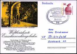 56 WUPPERTAL 1/ WUBRIA 74.. 1974 (15.9.) SSt = Schwebebahn A. Motivgl. PP 30 Pf. Unfall: Schwebebahn 1904 (Mi.PP... - Other & Unclassified