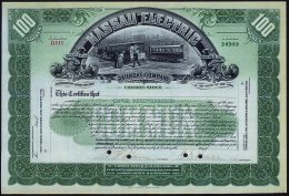 U.S.A. 1899 (ca.) Orig. Aktie: Nassau Electric Railroad Comp. New York "100 Shares" (4 Entwertungslöcher)... - Other & Unclassified