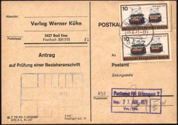 B.R.D. /  BERLIN 1971 (26.8.) Berlin 10 Pf. "Straßenbahn 1890", Paar A. Seltener... - Other & Unclassified