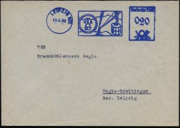 LEIPZIG N22/ V T A 1959 (15.6.) Dekorat., Blauer AFS , Apt. PLGZ = Kabinen-Seilbahn/Industrie-Seilbahn , Rs.... - Other & Unclassified