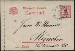 Regensburg 1907 (30.11.) Bayer. Bahn-1K: K.B. BAHNPOST/REGB III AUGB Klar Auf Kartenbf, 10 Pf. Rauten (rs. Kl.... - Other & Unclassified