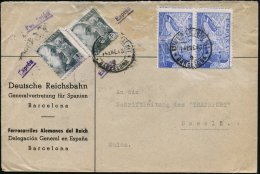 SPANIEN 1943 (14.1.) Vordr-Bf: Deutsche Reichsbahn/Generalvertretung Für Spanien (2-sprachig) 2x 1 Pta.... - Other & Unclassified