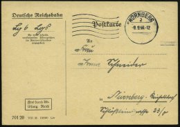 NÜRNBERG/ 2/ E 1946 (9.9.) Aptierter MaWellenSt. Auf Aufbrauch-Dienstkt. (von 1938): Deutsche Reichsbahn/Frei... - Other & Unclassified