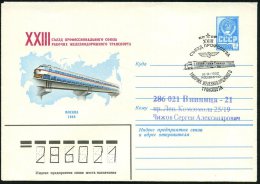 UdSSR 1982 (16.1.) 4 Kop. U Staatswappen , Blau: XXII.Transportarbeiter-Konferenz Moskau = Diesel-Stromlinienzug... - Other & Unclassified