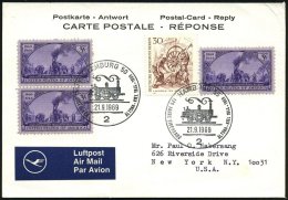 2 HAMBURG 50/ 125 JAHRE EISENBAHN/ ALTONA-KIEL 1844 1969 (21.9.) SSt = Pionier-Lok "Adler" Klar Auf MiF Berlin 30... - Other & Unclassified