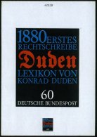 B.R.D. 1980 60 Pf. "100 Jahre 1. Rechtschreibwörterbuch Konrad Duden", Orig. Alternativ-Künstler-Entwurf... - Other & Unclassified