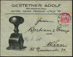 UNGARN 1912 (Feb.) Reklame-Bf.: ADOLF GESTETNER.. GYÖR = Paginier-Stempel (Bf Schwache Falte) 1K-Steg:... - Other & Unclassified