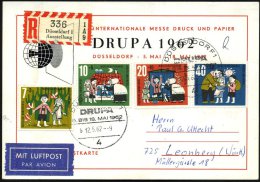 4 DÜSSELDORF 1/ B/ DRUPA 1962 (Mai) SSt Auf Kompl. Satz Märchen (Mi.369/72) + SRZ: Düsseldorf 1/ A U... - Other & Unclassified