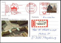 B.R.D. 1992 (9.10.) Amtl. Sonder-P 60 Pf. PHILATELIA 92 = Brandenburger Tor (Luftbild) + AFS 350 Pf. Brandenburger... - Other & Unclassified