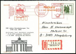 D.D.R. /  VGO 1991 (10.8.) Amtl. P 30 Pf. VGO Goethe-Schiller "Frageteil" + Zudruck: 200 Jahre Brandenburger Tor... - Other & Unclassified