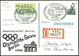 1000 BERLIN 12/ BEWERBERSTADT/ OLYMPA 2000... 1992 (9.10.) SSt = Brandenbg. Tor Mit Olympia-Ringen Auf P 60 Pf.... - Other & Unclassified